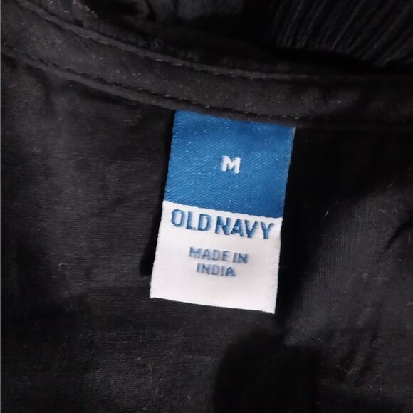 OLD NAVY! SHEER BLACK SCRUNCHY TEXTURED CHIFFON RUFFLED HEM/NECK DRESS! SZ M - Picture 9 of 11